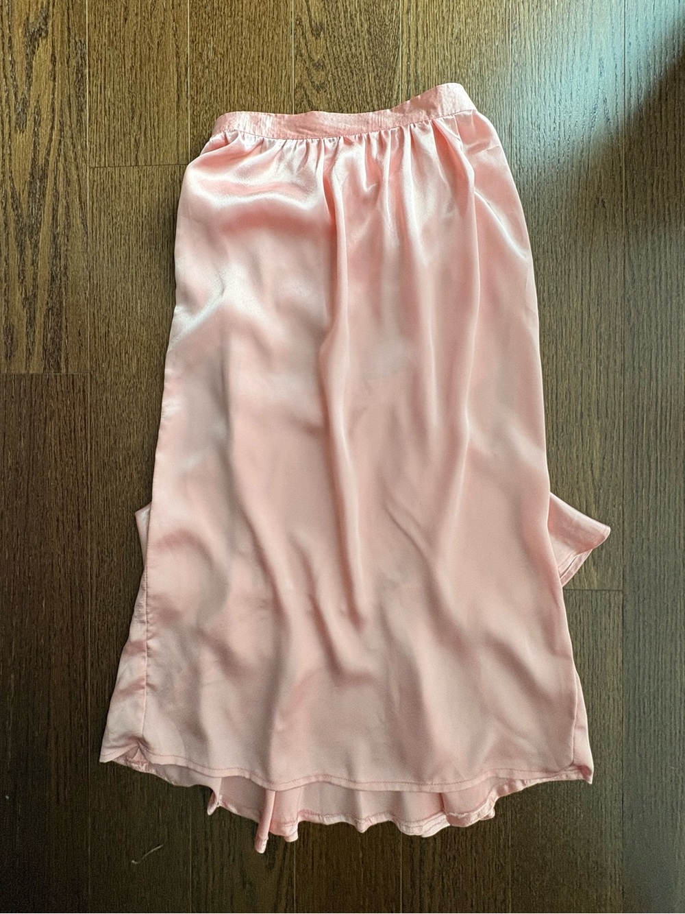 Hand made Pink Satin Midi Skirt